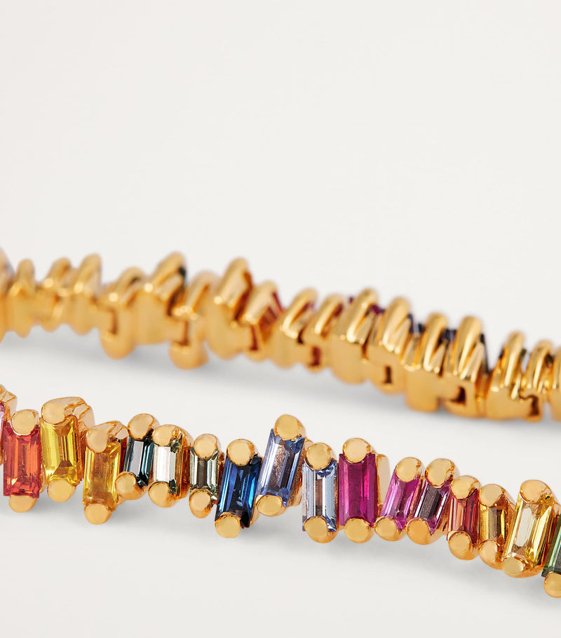 Suzanne Kalan Bold rose gold rainbow sapphire tennis bracelet 18cm (British brand)
