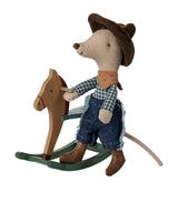 Harrods Maileg Cowboy Mouse with Rocking Horse Playset 12cm- Buy online at McGrocer