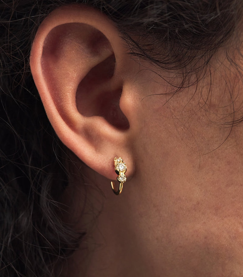 Jennifer Meyer graduated diamond hoop earrings 18kt yellow gold - British product