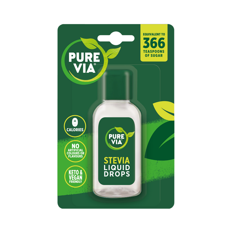 Pure Via stevia sweetener drops 55ml, imported from the UK
