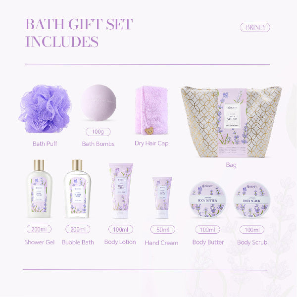 Livingandhome Lavender Spa Bath Gift Set 10pcs, UK version
