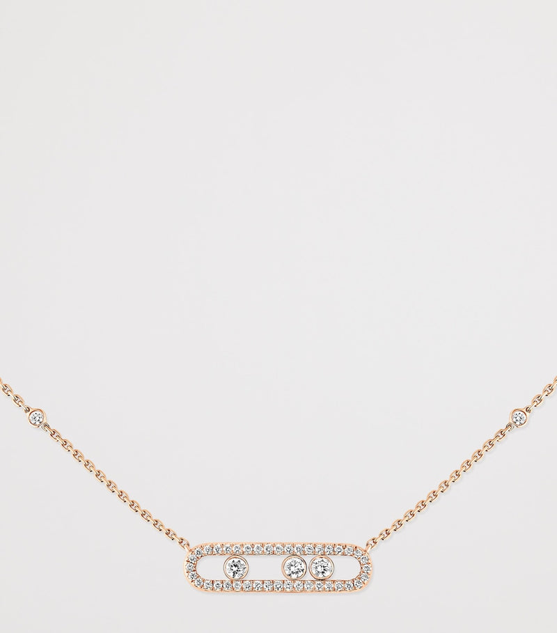 Messika necklace pink gold diamond pave 0.33ct (British brand)