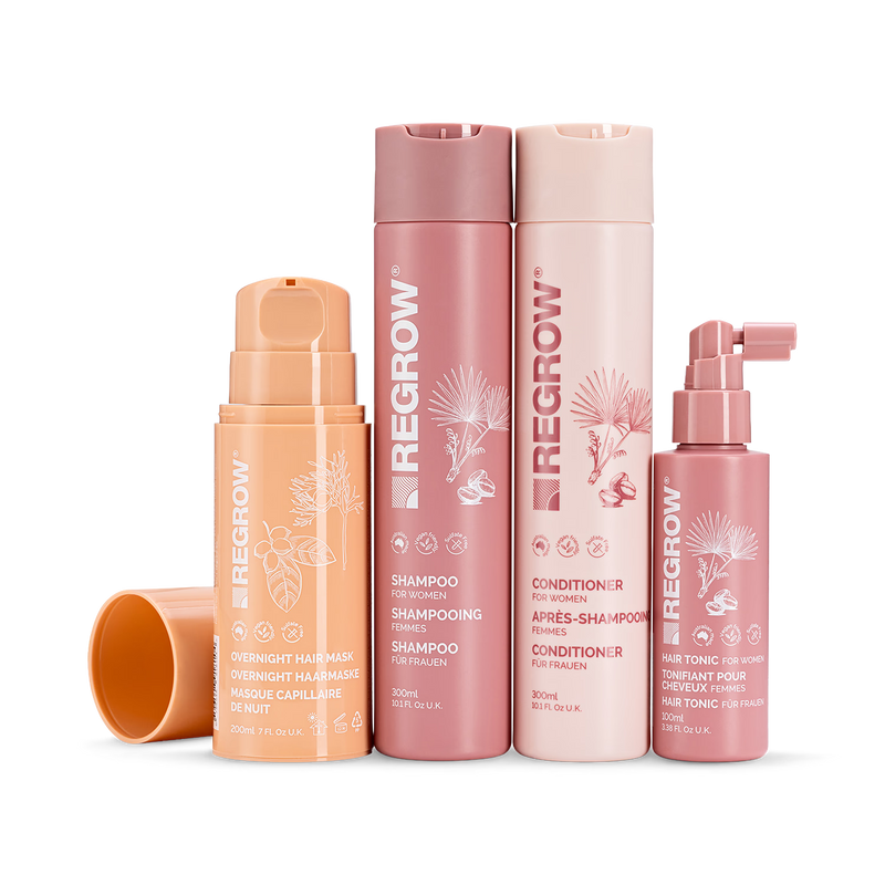 Regrow women's hair growth bundle shampoo conditioner tonic mask with brush (British brand)