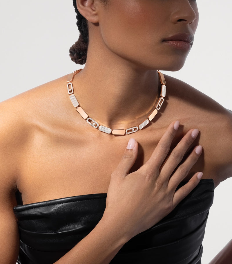 Messika Imperial Move pink gold diamond necklace 6.40ct, imported from the UK