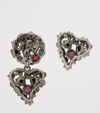 Saint Laurent Cassandre earrings, crystal hearts and brass, imported from the UK