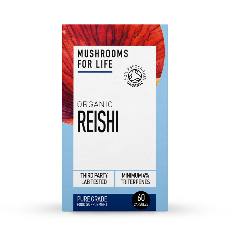 Mushrooms For Life Organic Reishi Extract 60 Capsules, imported from the UK