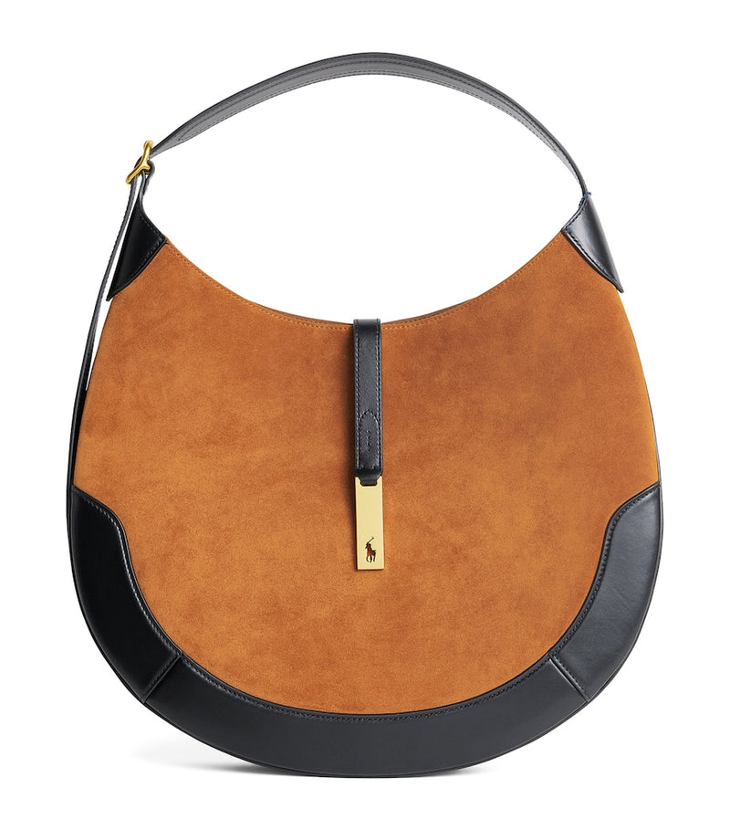 Polo Ralph Lauren large suede Polo ID shoulder bag, imported from the UK