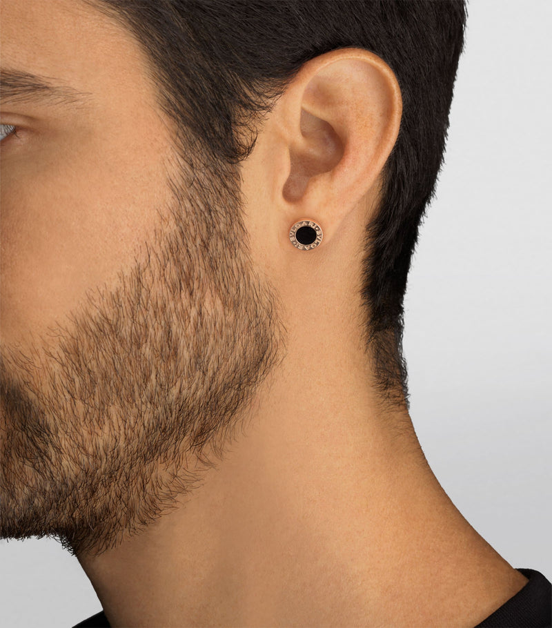 Bvlgari rose gold and onyx single stud earring - British product