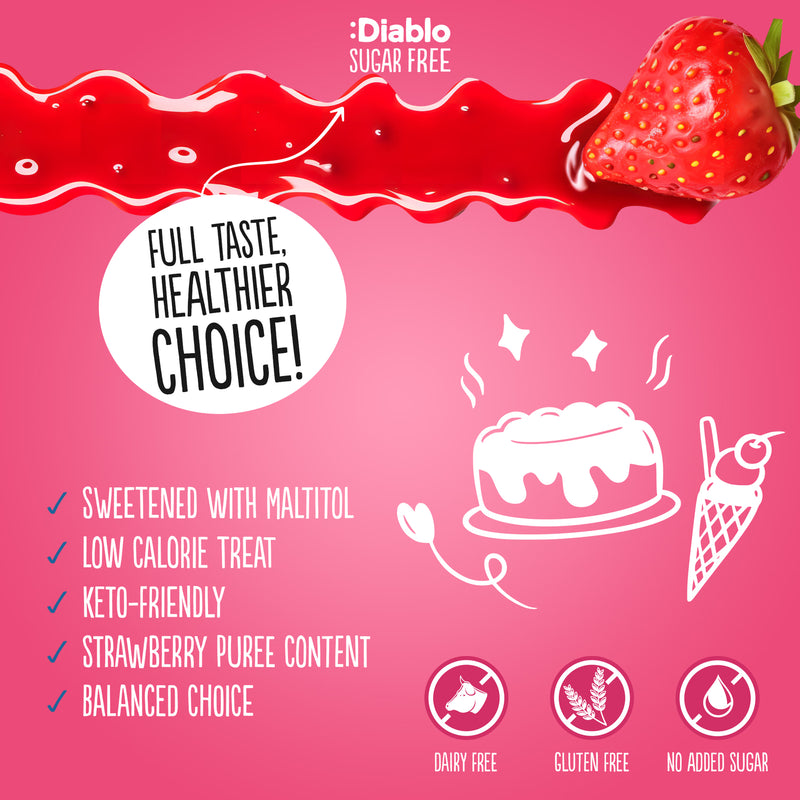 Diablo no added sugar strawberry dessert sauce 355g pack of 5, UK version