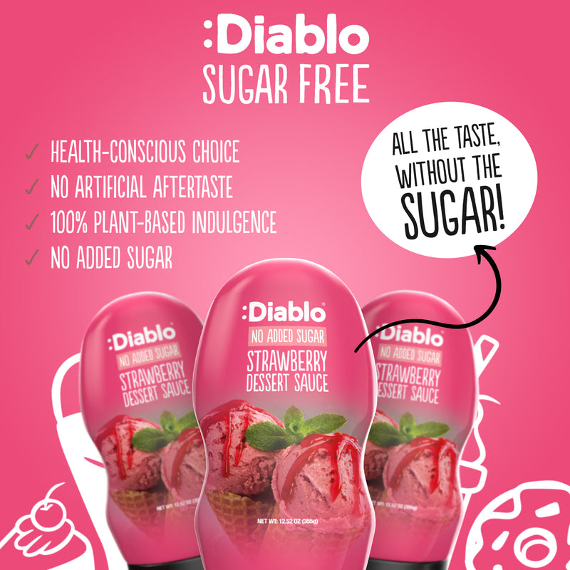 Diablo no added sugar strawberry dessert sauce 355g pack of 5, UK version