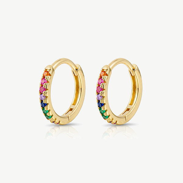 MUCHV gold rainbow hoop earrings small - British product