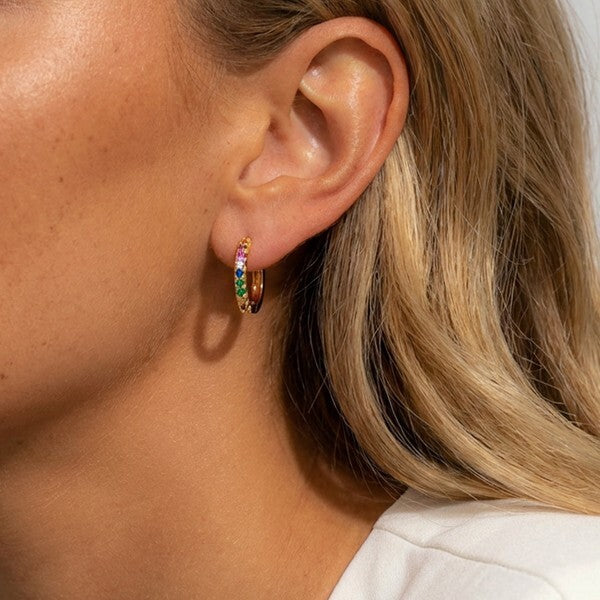 MUCHV gold rainbow hoop earrings small - British product