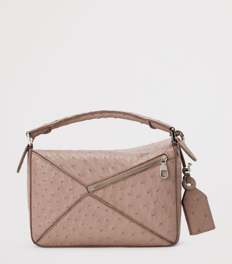 LOEWE Puzzle top-handle bag in ostrich leather, imported from the UK