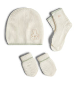 Harrods Brunello Cucinelli Kids Cashmere Rib Beanie, Mittens and Socks Set (0-36 Months) Baby Accessories Set- Buy online at McGrocer