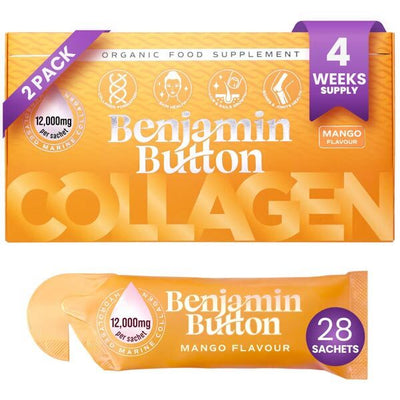 Superdrug Benjamin Button Liquid Marine Collagen Mango 12,000mg with Vitamin C 28 x 30ml Shots- Buy online at McGrocer
