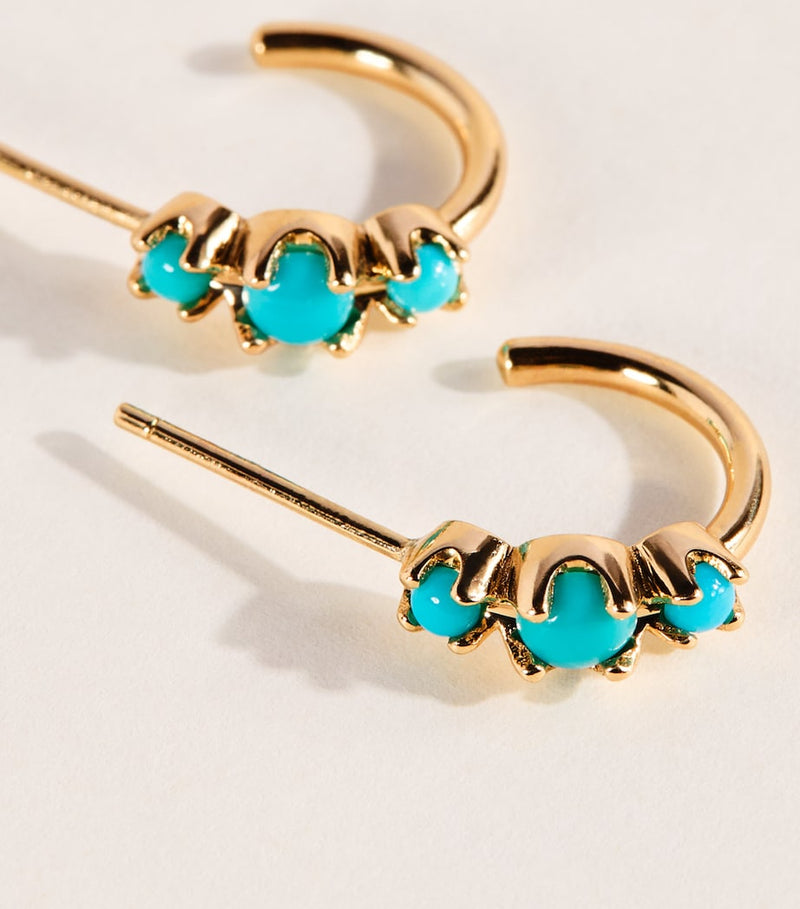 Jennifer Meyer mini turquoise hoop earrings 18k gold, UK version