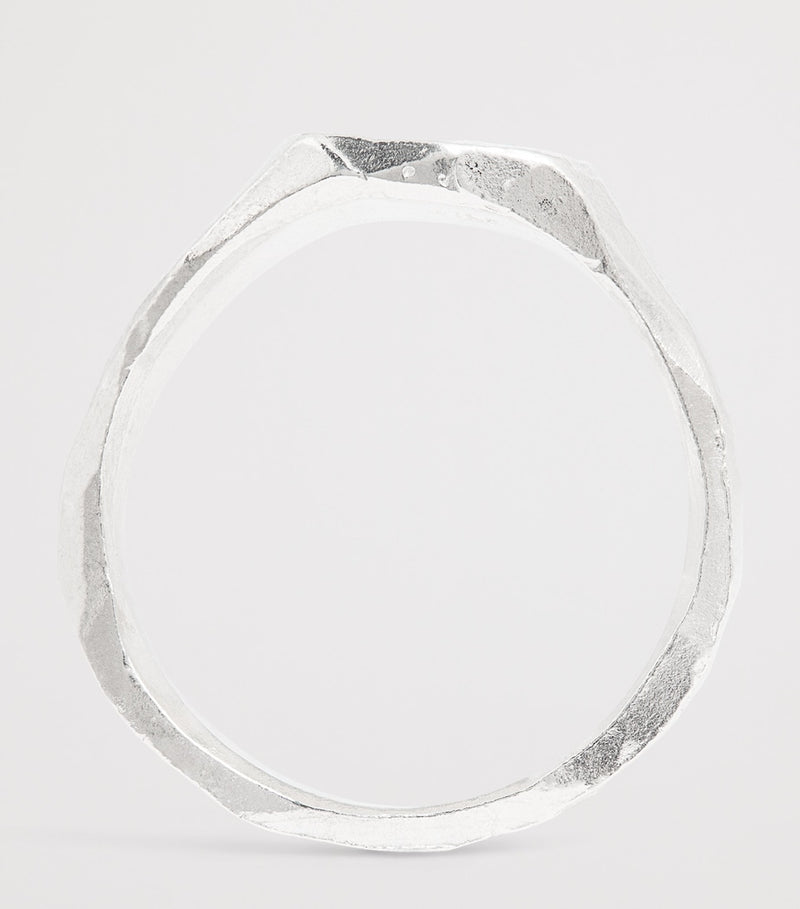 The Ouze sterling silver and emerald scatter signet ring (British brand)