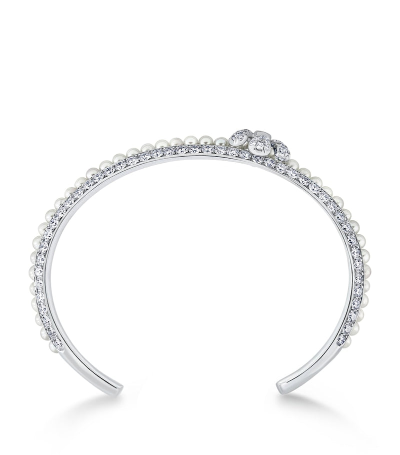 David Morris pearl diamond bangle 18kt white gold - British product