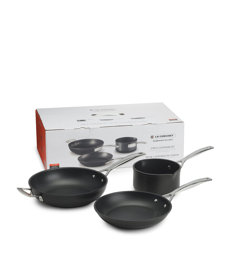 Le Creuset toughened non-stick pan set of 3, UK version