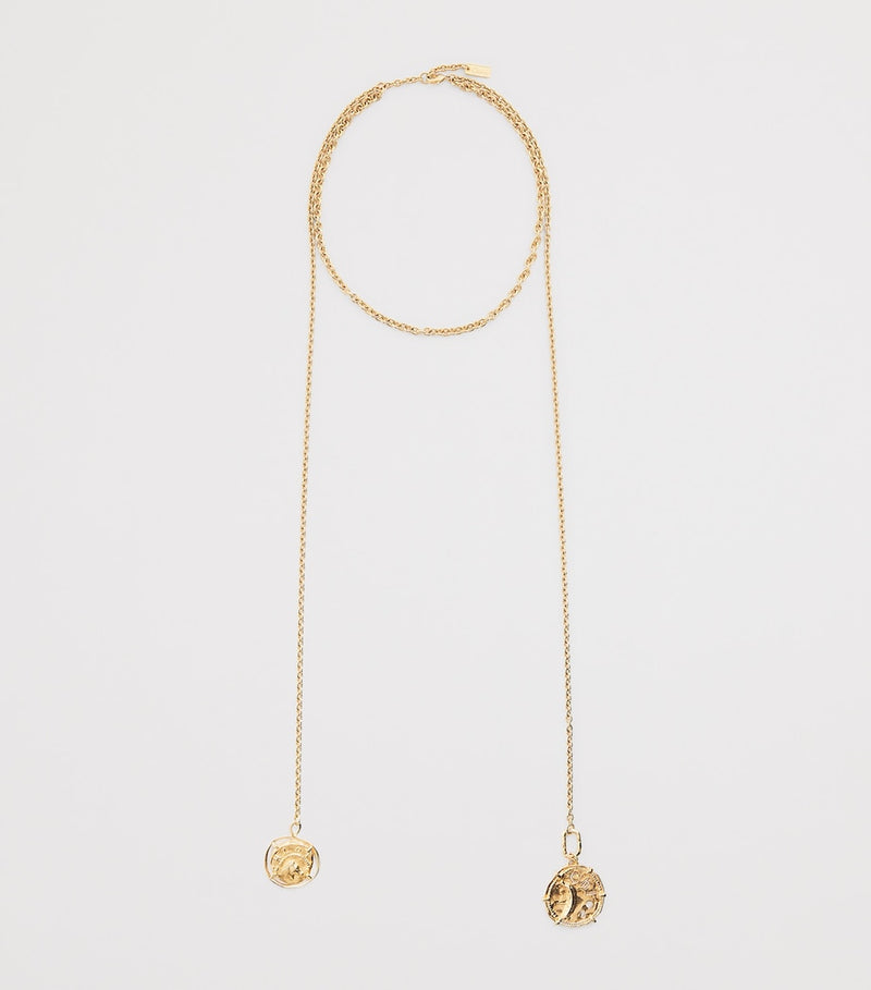 Chloé Medals scarf necklace gold-tone brass, imported from the UK