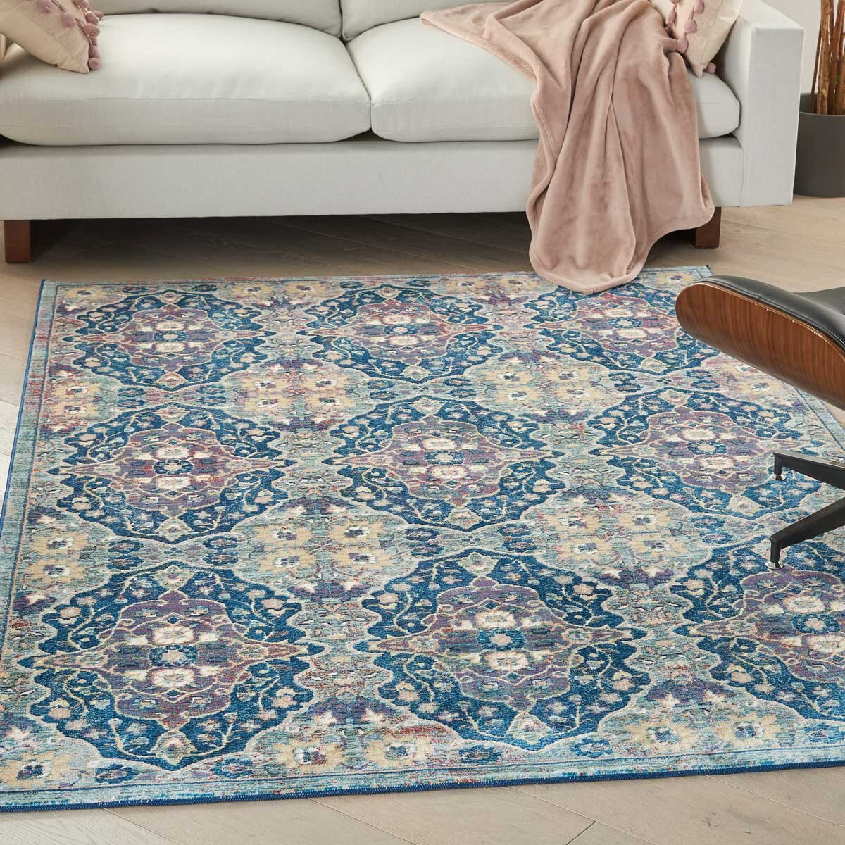 Ankara Blue Patterned Rug in 2 Sizes - McGrocer