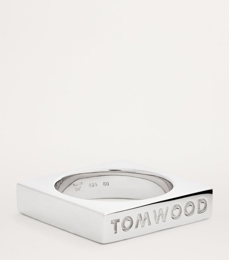 Tom Wood sterling silver square ring - British product