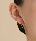 Astrid & Miyu white gold marquise earrings with emerald and diamond - British product