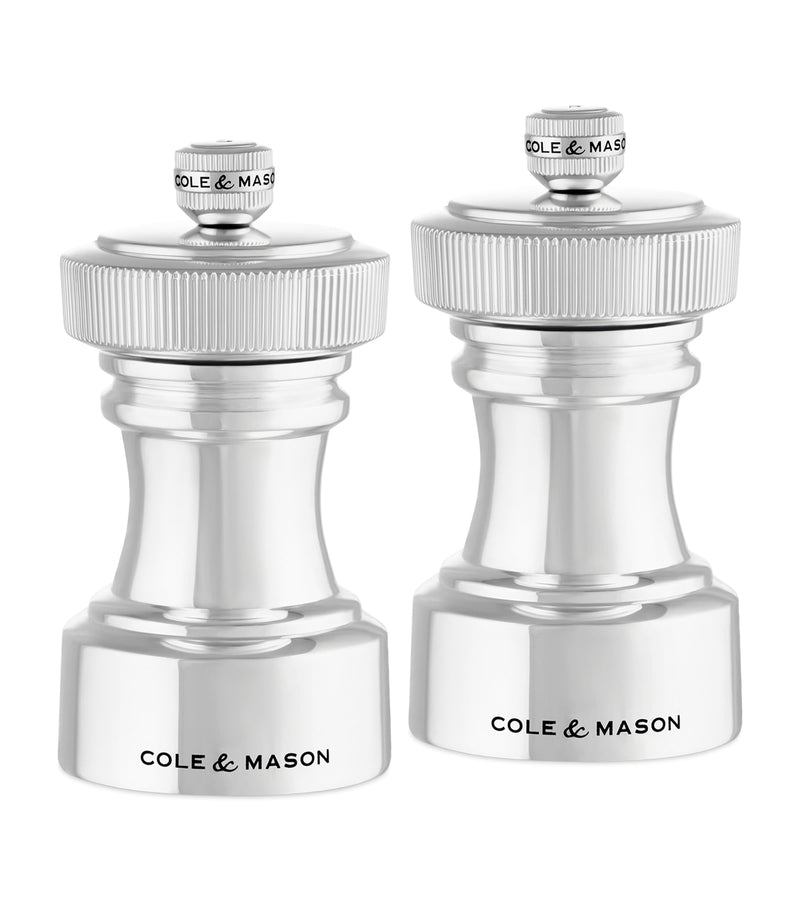 Cole & Mason Silver-Plated Hoxton salt and pepper mills - British product
