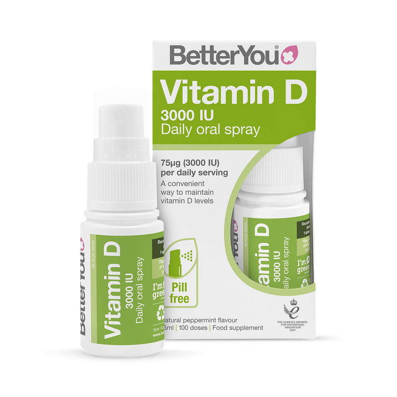 BetterYou D3000 Vitamin D oral spray peppermint 15ml - British product
