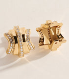 Azlee fluid staircase earrings yellow gold diamonds - British product