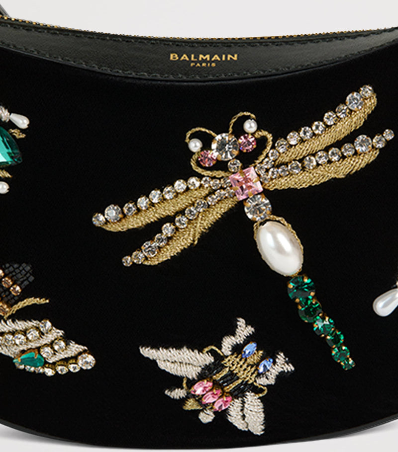 Balmain Mini Velvet Ebene top-handle bag - British product