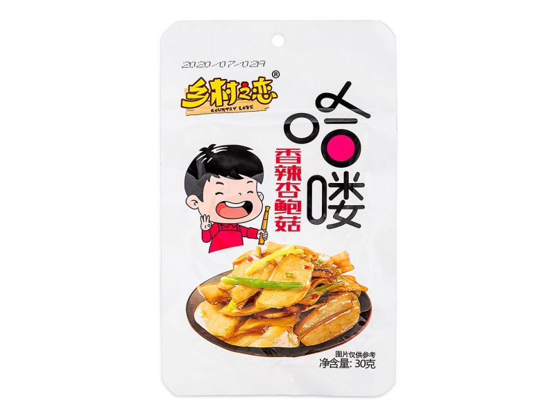 Country Love spicy king oyster mushroom snack, UK version