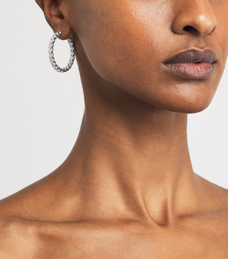 Harrods white gold diamond hoop earrings 8.40ctw, imported from the UK