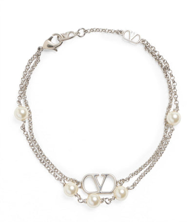 Harrods Valentino Garavani Faux Pearl VLogo Signature Bracelet- Buy online at McGrocer
