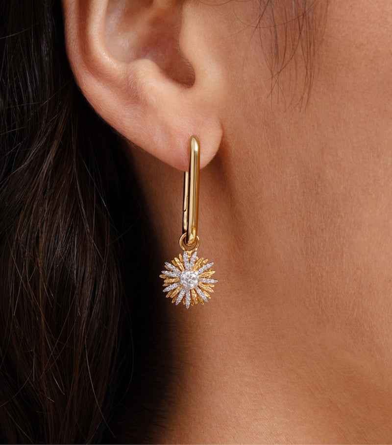 Annoushka yellow gold diamond daisy earring drops, imported from the UK