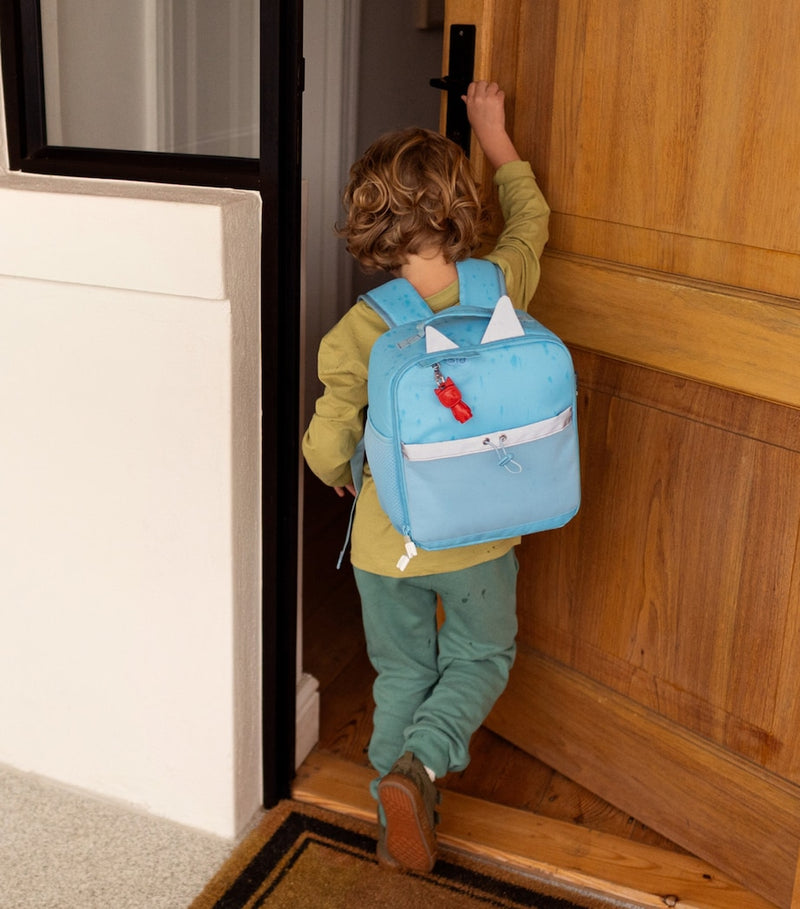 Tonies backpack holding Toniebox and 14 Tonies (British brand)