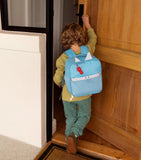 Tonies backpack holding Toniebox and 14 Tonies (British brand)
