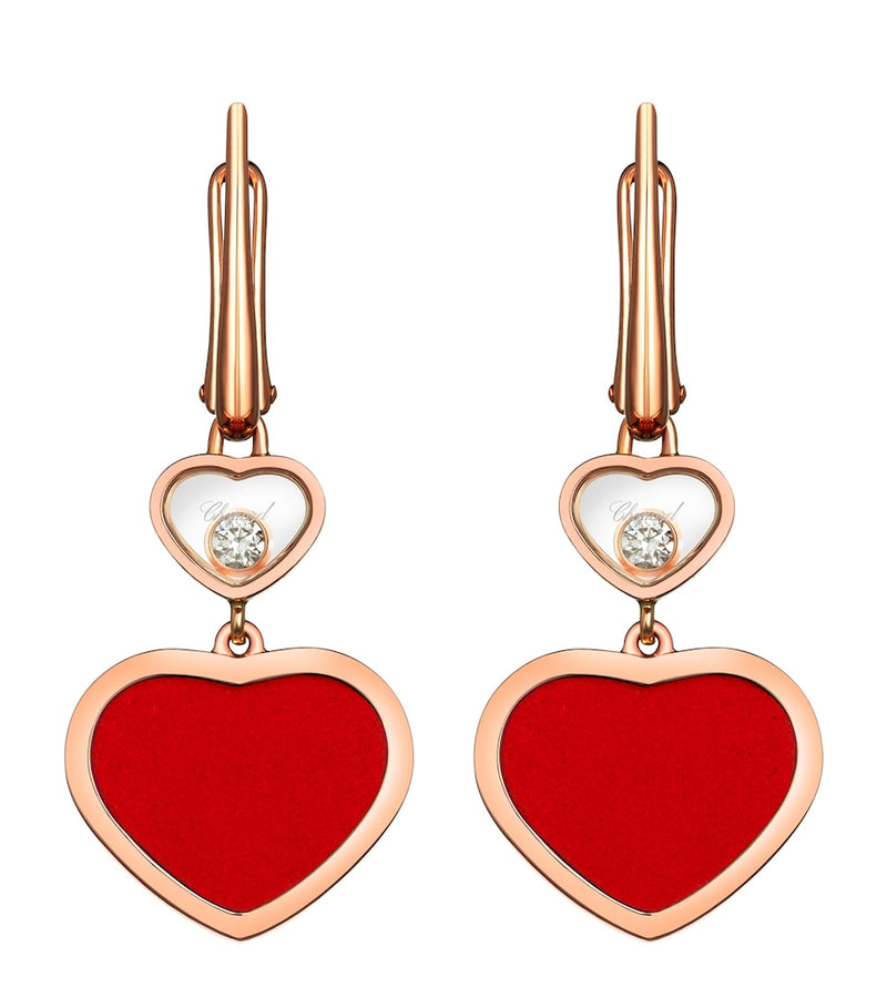 Chopard rose gold diamond Happy Hearts earrings, imported from the UK