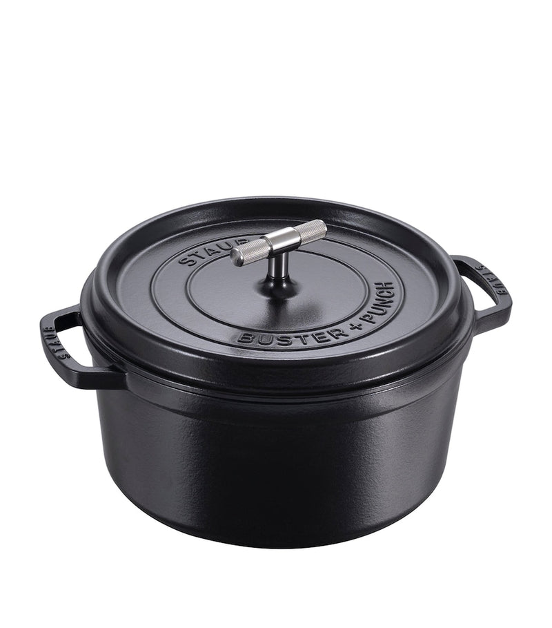 Staub Buster Punch cocotte 28cm steel knob - British product