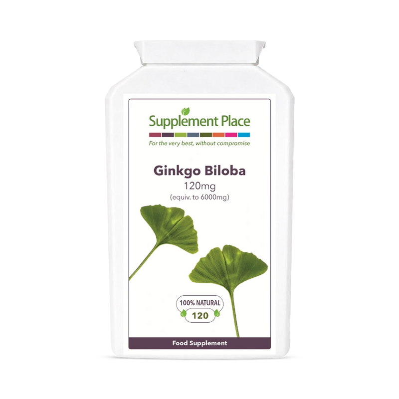Supplement Place Ginkgo Biloba 120mg capsules, imported from the UK