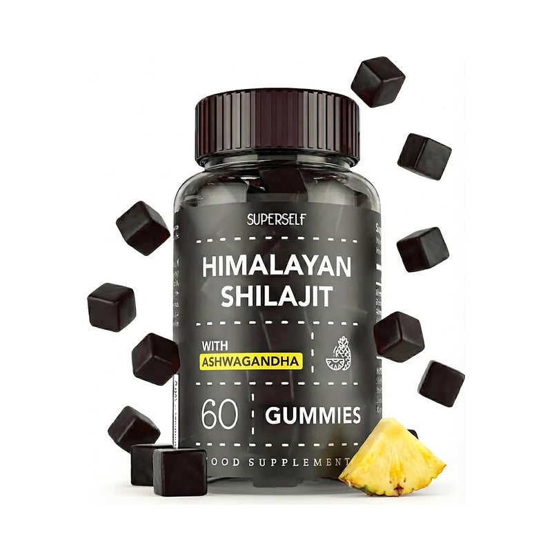 SuperSelf Himalayan Shilajit gummies pineapple flavour 60 gummies, imported from the UK