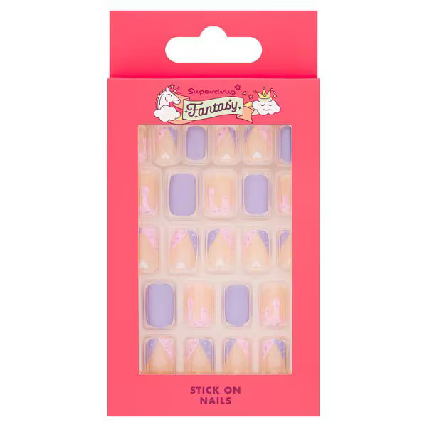 Fantasy stick on nails purple 24pc - British product