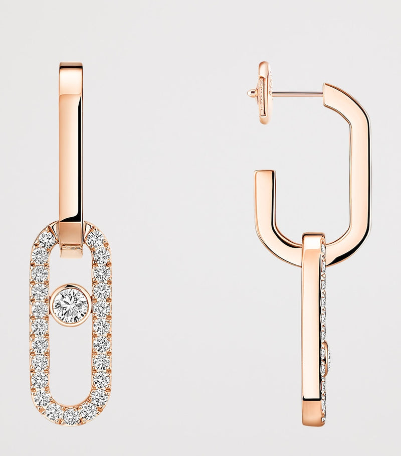Messika pink gold diamond drop earrings 0.85ct, imported from the UK