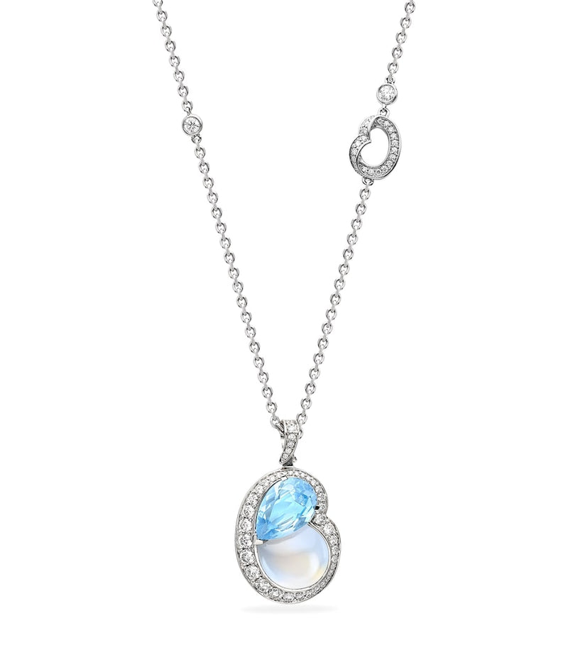 Boodles Motherhood necklace with aquamarine moonstone and diamonds (British brand)