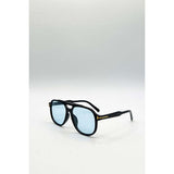 SVNX oversized navigator sunglasses black blue lenses (British brand)