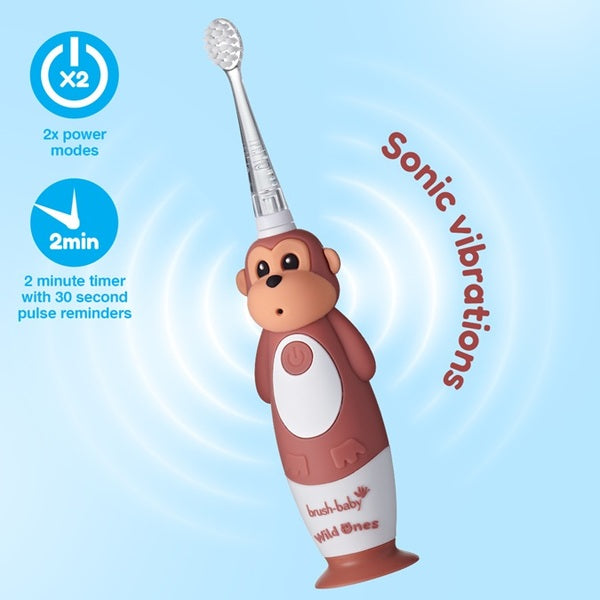 Brush Baby WildOnes Monkey kids rechargeable toothbrush, UK version