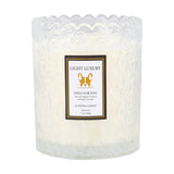 Superdrug Livingandhome Embossed Glass Soy Candle Pear & Freesia 200g- Buy online at McGrocer