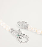 Nialaya Jewelry pearl panther head necklace 51cm, imported from the UK
