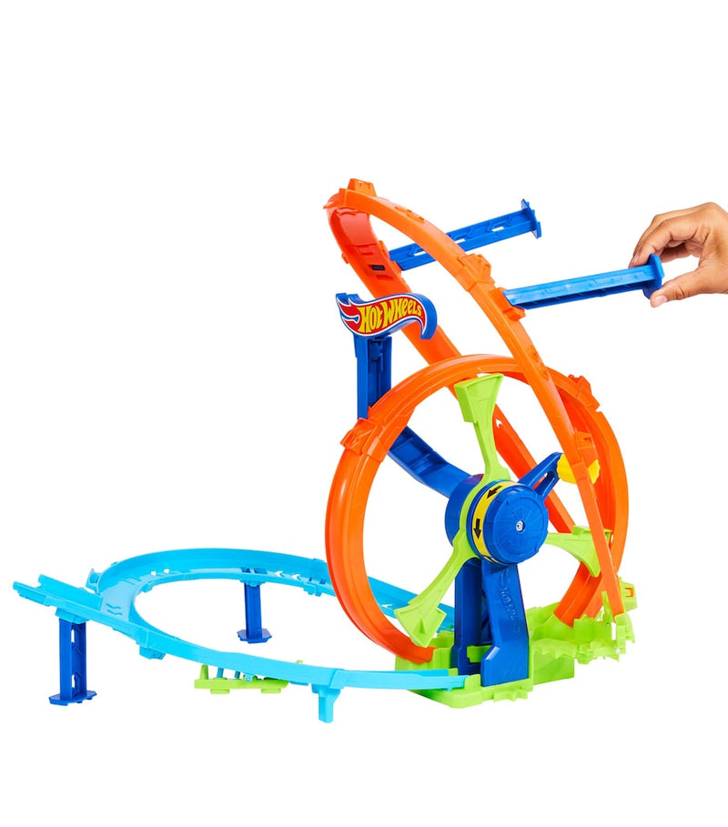 Hot Wheels rapid launch and loop race track set with die-cast car, UK version
