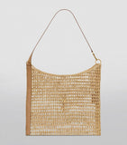 Saint Laurent raffia crochet shoulder bag with gold hardware (British brand)